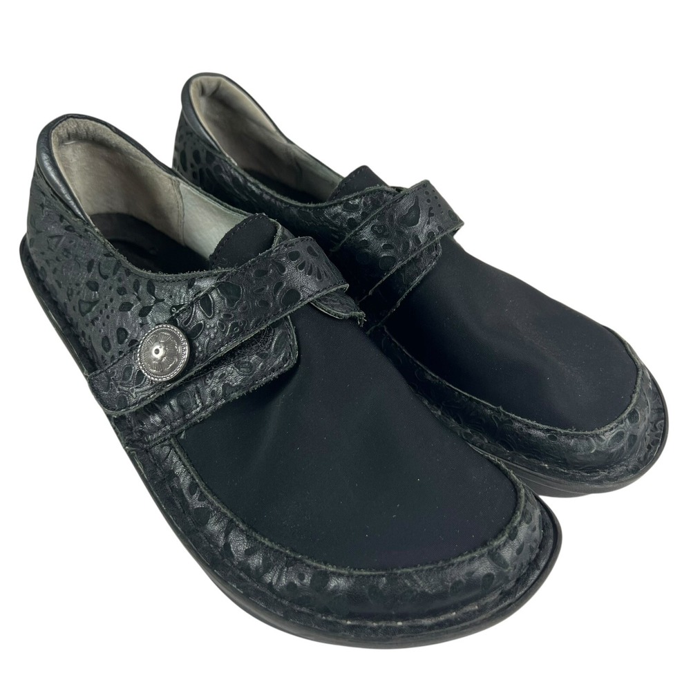 Alegria Clogs Women Size 38 8-8.5 Black Leather Nursing Comfort Shoes Mary Jane
